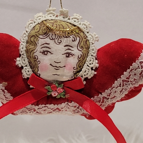 Kurt Adler 70s vintage velvet cloth Angel Christmas ornament - Picture 6 of 8